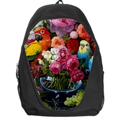 Flower And Parrot Art Flower Painting Backpack Bag by Cemarart