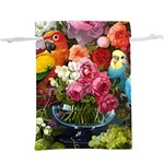 Flower And Parrot Art Flower Painting Lightweight Drawstring Pouch (XL) Front