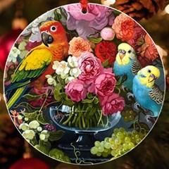 Flower And Parrot Art Flower Painting Uv Print Acrylic Ornament Round