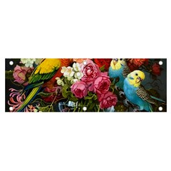 Flower And Parrot Art Flower Painting Banner And Sign 6  X 2  by Cemarart