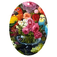 Flower And Parrot Art Flower Painting Uv Print Acrylic Ornament Oval by Cemarart