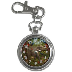 Jungle Of Happiness Painting Peacock Elephant Key Chain Watches by Cemarart