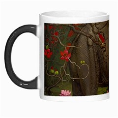 Jungle Of Happiness Painting Peacock Elephant Morph Mug by Cemarart