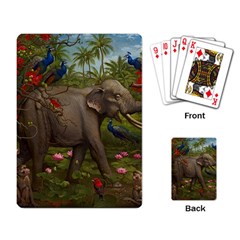 Jungle Of Happiness Painting Peacock Elephant Playing Cards Single Design (rectangle) by Cemarart