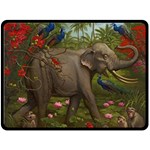 Jungle Of Happiness Painting Peacock Elephant Fleece Blanket (Large) 80 x60  Blanket Front