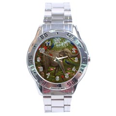 Jungle Of Happiness Painting Peacock Elephant Stainless Steel Analogue Watch