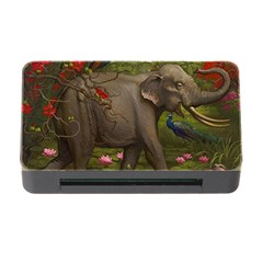 Jungle Of Happiness Painting Peacock Elephant Memory Card Reader With Cf by Cemarart