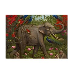 Jungle Of Happiness Painting Peacock Elephant Crystal Sticker (a4) by Cemarart