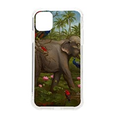 Jungle Of Happiness Painting Peacock Elephant Iphone 11 Tpu Uv Print Case by Cemarart