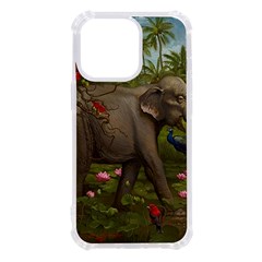 Jungle Of Happiness Painting Peacock Elephant Iphone 13 Pro Tpu Uv Print Case