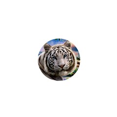 White Tiger Peacock Animal Fantasy Water Summer 1  Mini Buttons by Cemarart