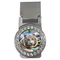 White Tiger Peacock Animal Fantasy Water Summer Money Clips (cz)  by Cemarart