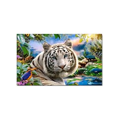 White Tiger Peacock Animal Fantasy Water Summer Sticker (rectangular) by Cemarart