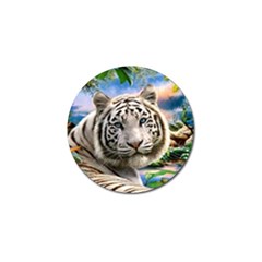 White Tiger Peacock Animal Fantasy Water Summer Golf Ball Marker (4 Pack) by Cemarart