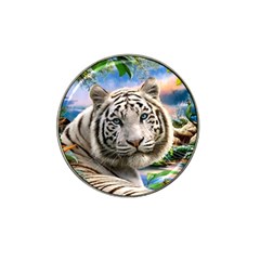 White Tiger Peacock Animal Fantasy Water Summer Hat Clip Ball Marker by Cemarart