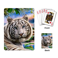 White Tiger Peacock Animal Fantasy Water Summer Playing Cards Single Design (rectangle) by Cemarart