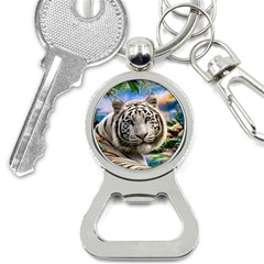 White Tiger Peacock Animal Fantasy Water Summer Bottle Opener Key Chain by Cemarart