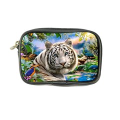 White Tiger Peacock Animal Fantasy Water Summer Coin Purse by Cemarart