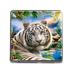 White Tiger Peacock Animal Fantasy Water Summer Memory Card Reader (square 5 Slot) by Cemarart