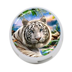 White Tiger Peacock Animal Fantasy Water Summer 4-port Usb Hub (one Side) by Cemarart