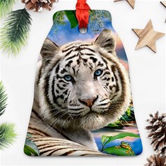 White Tiger Peacock Animal Fantasy Water Summer Ornament (bell) by Cemarart