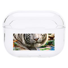 White Tiger Peacock Animal Fantasy Water Summer Hard Pc Airpods Pro Case by Cemarart