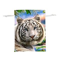 White Tiger Peacock Animal Fantasy Water Summer Lightweight Drawstring Pouch (m) by Cemarart