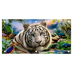 White Tiger Peacock Animal Fantasy Water Summer Banner And Sign 6  X 3  by Cemarart