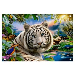 White Tiger Peacock Animal Fantasy Water Summer Banner And Sign 6  X 4  by Cemarart