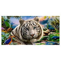 White Tiger Peacock Animal Fantasy Water Summer Banner And Sign 8  X 4  by Cemarart