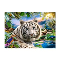 White Tiger Peacock Animal Fantasy Water Summer Crystal Sticker (a4) by Cemarart