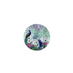 Peacock Parrot Bird Pattern Exotic Summer Green Flower Jungle Paradise 1  Mini Magnets Front