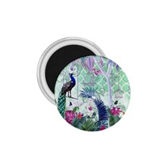 Peacock Parrot Bird Pattern Exotic Summer Green Flower Jungle Paradise 1 75  Magnets by Cemarart