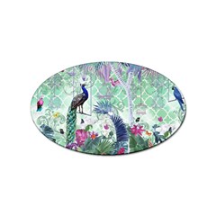 Peacock Parrot Bird Pattern Exotic Summer Green Flower Jungle Paradise Sticker Oval (100 Pack) by Cemarart