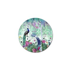 Peacock Parrot Bird Pattern Exotic Summer Green Flower Jungle Paradise Golf Ball Marker by Cemarart