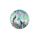 Peacock Parrot Bird Pattern Exotic Summer Green Flower Jungle Paradise Golf Ball Marker Front