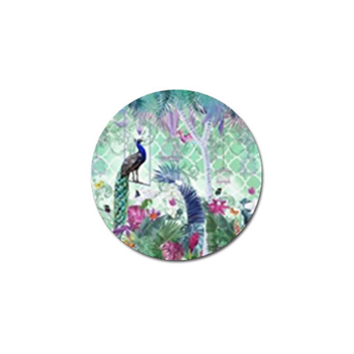 Peacock Parrot Bird Pattern Exotic Summer Green Flower Jungle Paradise Golf Ball Marker