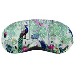 Peacock Parrot Bird Pattern Exotic Summer Green Flower Jungle Paradise Sleep Mask by Cemarart