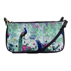 Peacock Parrot Bird Pattern Exotic Summer Green Flower Jungle Paradise Shoulder Clutch Bag by Cemarart