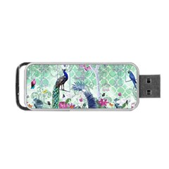 Peacock Parrot Bird Pattern Exotic Summer Green Flower Jungle Paradise Portable Usb Flash (two Sides) by Cemarart