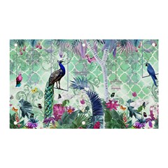 Peacock Parrot Bird Pattern Exotic Summer Green Flower Jungle Paradise Banner And Sign 5  X 3  by Cemarart