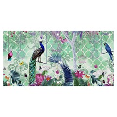 Peacock Parrot Bird Pattern Exotic Summer Green Flower Jungle Paradise Banner And Sign 6  X 3  by Cemarart