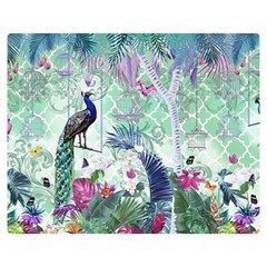 Peacock Parrot Bird Pattern Exotic Summer Green Flower Jungle Paradise Premium Plush Fleece Blanket (medium) by Cemarart