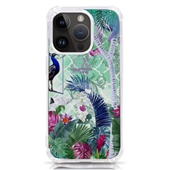 Peacock Parrot Bird Pattern Exotic Summer Green Flower Jungle Paradise Iphone 14 Pro Tpu Uv Print Case by Cemarart