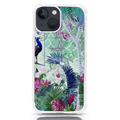 Peacock Parrot Bird Pattern Exotic Summer Green Flower Jungle Paradise Iphone 13 Mini Tpu Uv Print Case by Cemarart