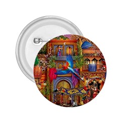 Arabian Street Art Colorful Peacock Tiger Man Parrot Horse Dancer Fantasy 2 25  Buttons by Cemarart