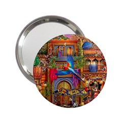 Arabian Street Art Colorful Peacock Tiger Man Parrot Horse Dancer Fantasy 2 25  Handbag Mirrors by Cemarart