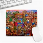 Arabian Street Art Colorful Peacock Tiger Man Parrot Horse Dancer Fantasy Large Mousepad Front