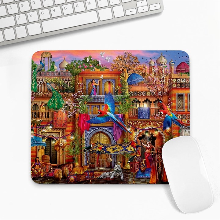 Arabian Street Art Colorful Peacock Tiger Man Parrot Horse Dancer Fantasy Large Mousepad