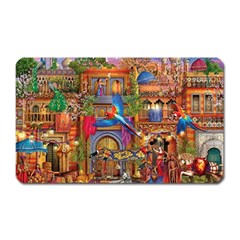 Arabian Street Art Colorful Peacock Tiger Man Parrot Horse Dancer Fantasy Magnet (rectangular)